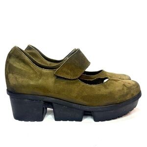 Arche Olive Green Suede Platform Mary Janes | 37